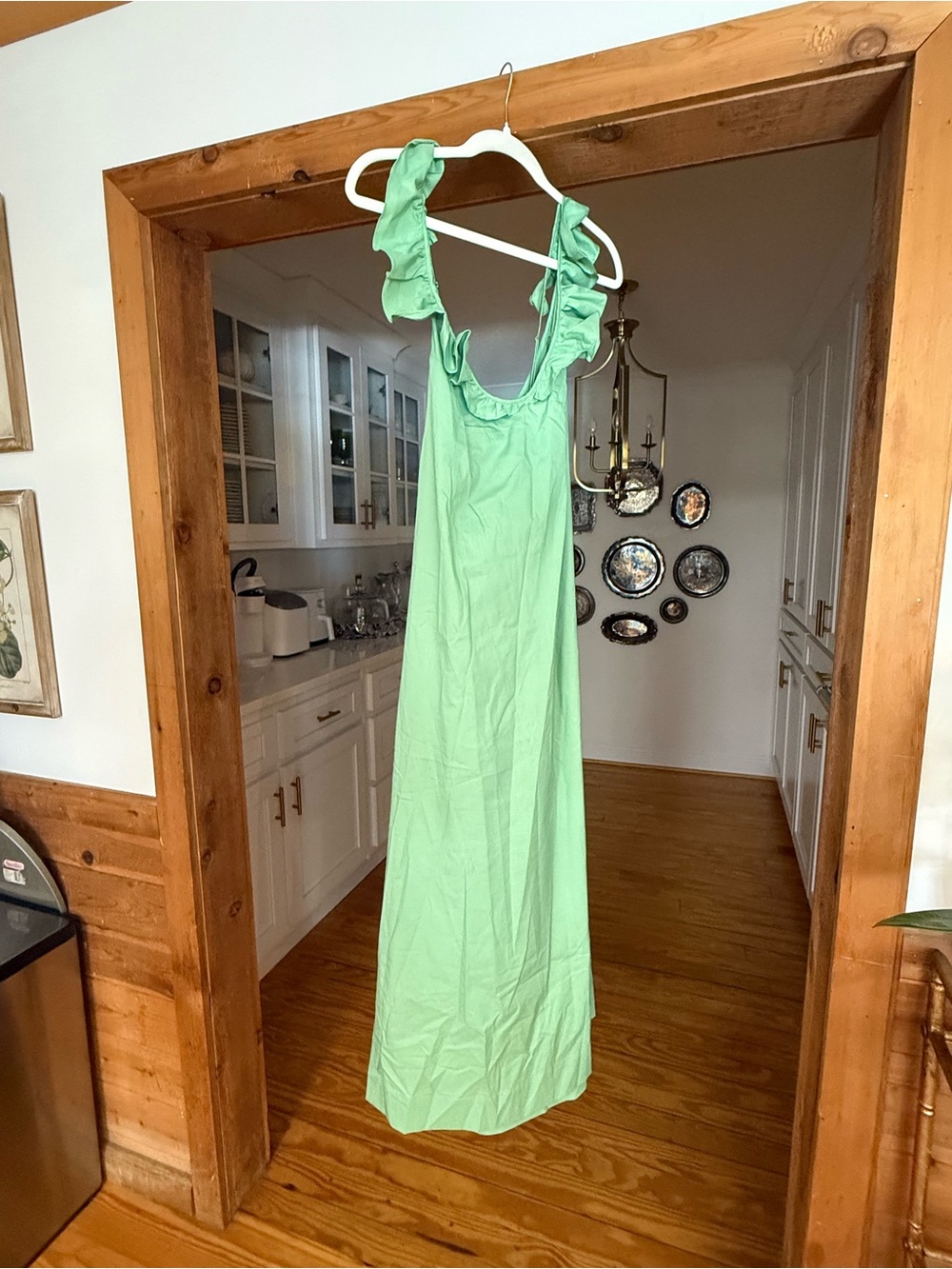 Women's Ruffled Strap Maxi Dress in Mint Green
